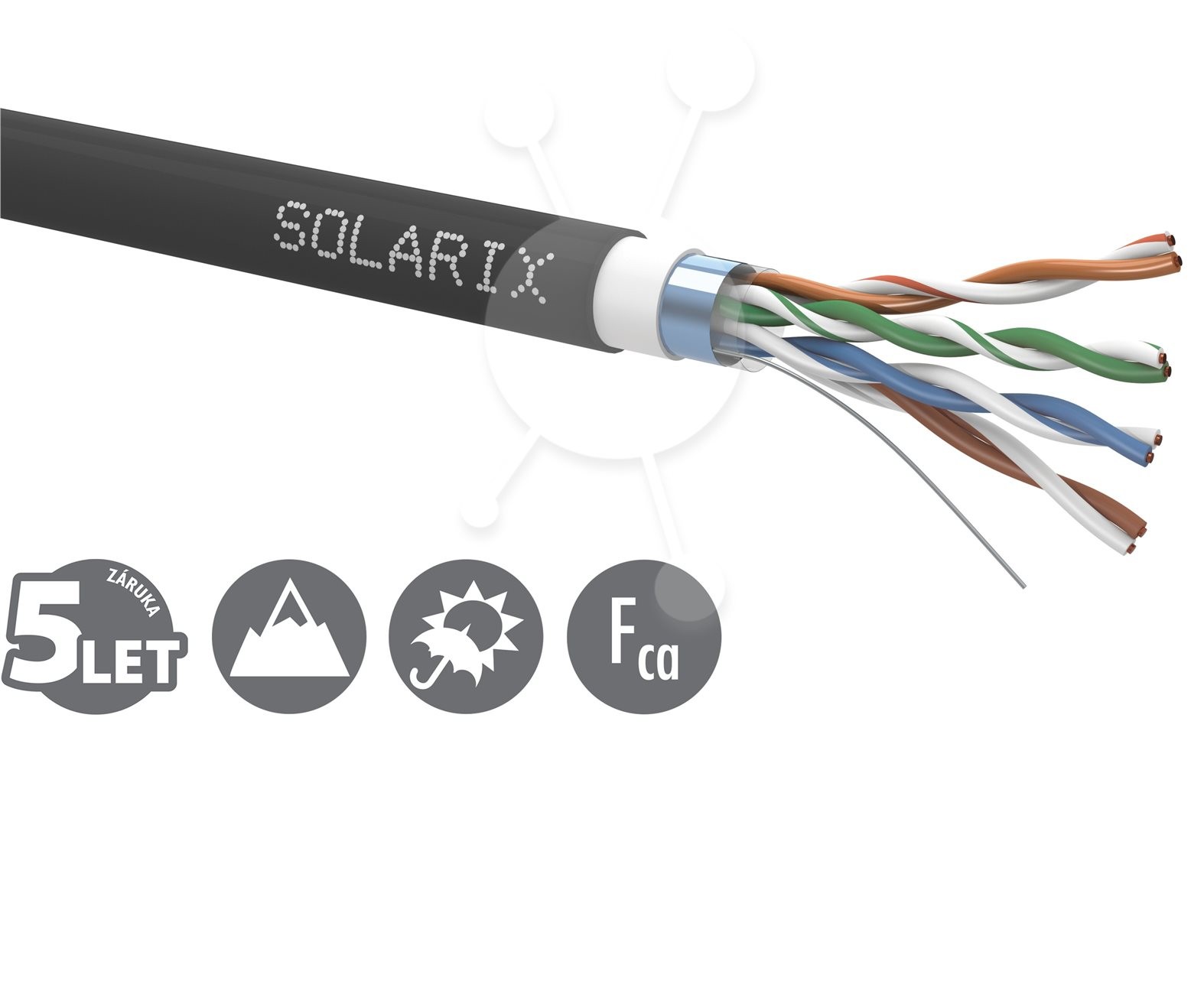 Inštalačný kábel Solarix CAT5E FTP PVC+PE Fca dvojitý plášť