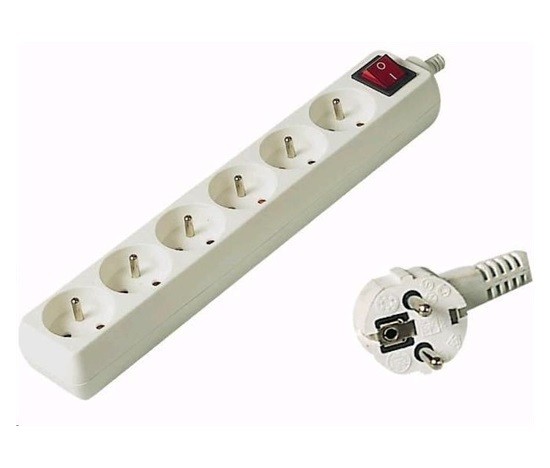 Predlžovačka 220V, 3m, 6 zásuviek, vypínač