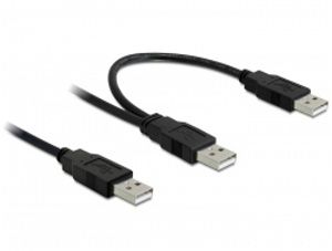 Kábel USB napájací Y  2x Male - Female 50+40 cm