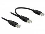 Kábel USB napájací Y  2x Male - Female 50+40 cm
